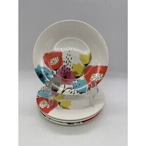 Orly Maison Watercolor Floral Set of 4 Salad Plates 7.5" Pastel Flowers New York